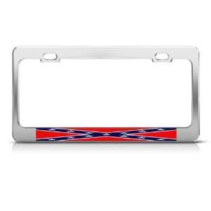  Confederate Rebel Flag license plate frame Stainless Metal 