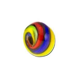  13mm Red, Yellow, Green, and Blue Swirls Rondelle Lampwork 