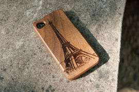 MADE FROM RAW WOOD] Walnut Case for iPhone 4/4S (Eiffel Sketch) by 