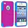   Pink Mesh Plastic Hard Skin Case+Zebra Button Sticker For iPhone 4 4S