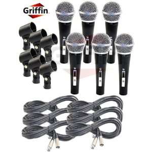 6 Pack of Cardioid Dynamic Vocal Hand Held Microphones 