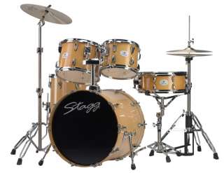STAGG 5Pcs Natural Highgloss Fusion 22 Drums w/Cymbal  