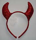 DEVIL HORNS on Headband RED glittery Child Adult Horror Hens