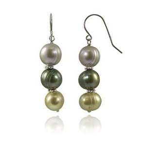 Sterling Silver (Dyed) Shades of Green Fresh Water Cultured Pearl 