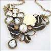 vtg antique style jewellery bib choker necklace flower  