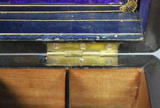 19TH C. ENGLISH JEWELRY BOX MOTHER OF PEARL INLAID MARQUETRY SECRET 