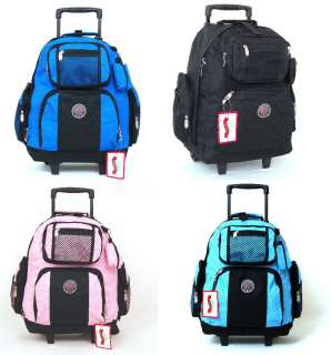 18 Wheeled backpack Roomy Rolling Book Bag Drop Handle  