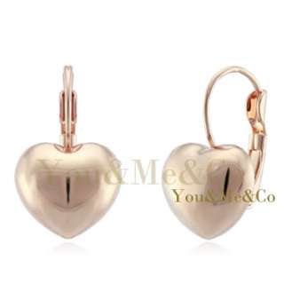 Lovely 18k Rose Gold EP HEART Shaped Leverback Earrings  