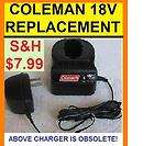 coleman obsolete 18v volt battery charger replacement will not burn