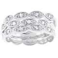 Michele Mies Silvertone Three band Stackable CZ Eternity Bridal Ring 