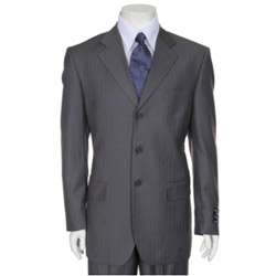 Ferrecci Mens Three button Light Grey Pinstripe Suit  