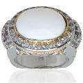 Michael Valitutti Silver/ Palladium/ 18k Vermeil Cachalong Opal Ring