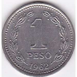  1962 Argentina 1 Peso Coin 