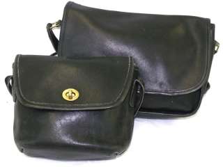Lot of 2 Vintage Coach Black Leather Hand Bags Purses  