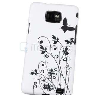 FOR SAMSUNG GALAXY S2 II i9100 WHITE BUTTERFLY RUBBER HARD CASE COVER 