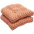 Pillow Perfect Outdoor Geometric Orange/ White Wicker Seat Cushions 