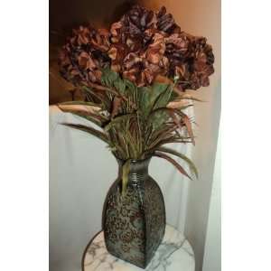  Chocolate Colored Hydrangea Silk Flower Arrangement