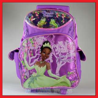 16 Disney Tiana Princess Rolling Backpack Roller/Bag  