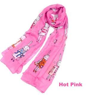Pink Miss Rabbit Cotton Girl Scarf Shawl Wrap 1.8M LONG  