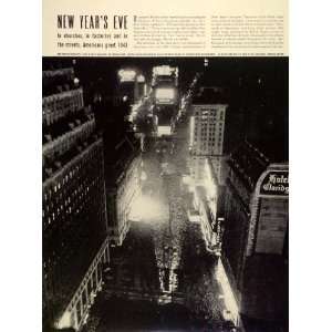  1942 Print New York City Manhattan Times Square New Years 