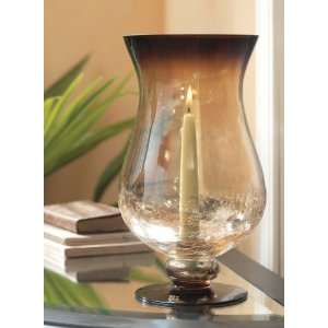  Pack of 2 Crackle Brown Gradient Hurricane Taper Candle 