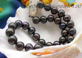 AA++ 17 14mm Tahitian black round freshwater pearl necklace