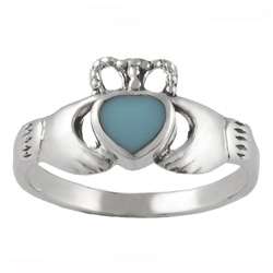 Sterling Silver Turquoise Claddagh Ring  