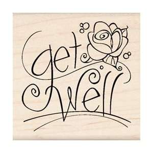 Inkadinkado Wood Mounted Rubber Stamp LL Fanciful Freehand Get Well 