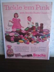 1962 BRACHS TICKLE EM PINK EASTER CANDY PRINT AD  