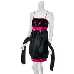 Aspeed Womens Black/ Fuschia Bubble Hem Dress  
