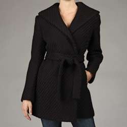 Calvin Klein Womens Belted Wool Coat  