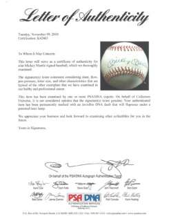 Mickey Mantle Autographed Signed AL Baseball PSA/DNA #K42463  