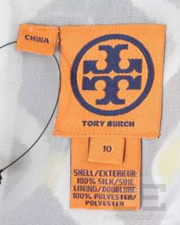 Tory Burch Navy, Brown & White Ikat Pleated Silk Sleeveless Dress Size 