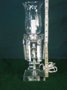 PR ANTIQUE GLASS GIRANDOLE HURRICANE SHADE LAMP  