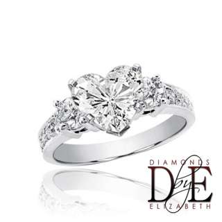 Diamond Engagement Ring 1.75 carat total Heart Shape Platinum 