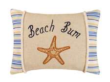 Beach Bum Accent Throw Pillow Linen/Taupe NEW Starfish  