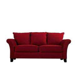Provant Flared Arm Crimson Red Microfiber Sofa  