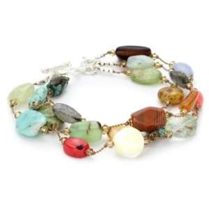   Margo Morrison New York Multi Stone Triple Strand Bracelet Jewelry