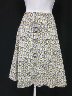 NEW MAN Blk Wht Yellow Knee Length A line Skirt Size 42  
