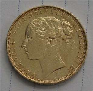 ENGLAND GOLD COIN SOVEREIGN VICTORIA 1881 XF MELBOURNE  