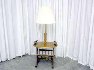 Nice Vintage Oak Side Table w Magazine Rack and Lamp All In One Great 