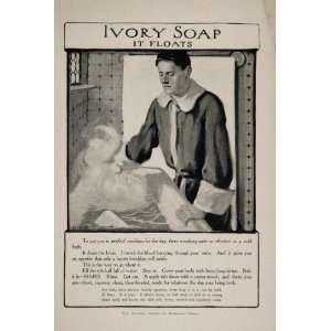 1909 Ad Ivory Soap Man Bathroom Bathtub Cold Water Bath 