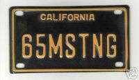 65 MUSTANG Mini Embossed License Plate California Black  