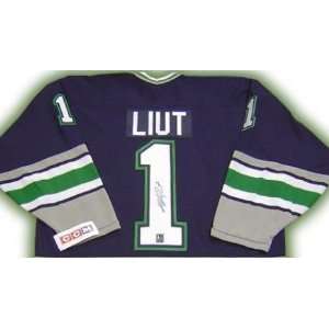 Mike Liut Autographed Hockey Jersey (Hartford Whalers)  