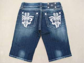 New Miss Me Jeans Style # JP5182M7 Bermuda Shorts Lowrise Stretch Size 