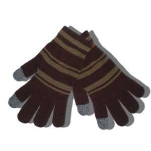    Chocolate and Tan Striped Touch Screen Knit Gloves Electronics