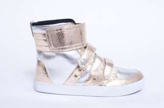 NEW MENS RADII 420 GOLD SILVER SNAKE SKIN HIGH TOP SNEAKERS SHOES SIZE 
