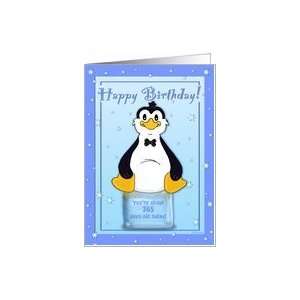  1st Birthday   Penguin on Ice Cool Birthday Facts Card 