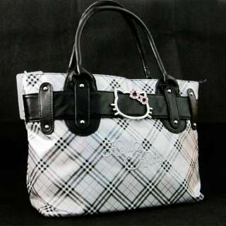 Very nice HelloKitty Purse Hand Bag plaid #1 6GT2 Gift  