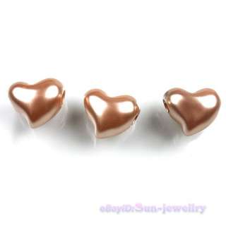 150x Coffee Brown Heart Love Plastic Charms European Beads Fit 